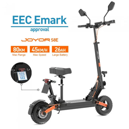 Składana hulajnoga elektryczna JOYOR S8E, silnik 800W, bateria 48V 26AH, opony 10-calowe, 45km/h, 80km, wyświetlacz NFC - Czarny - Dostawca
